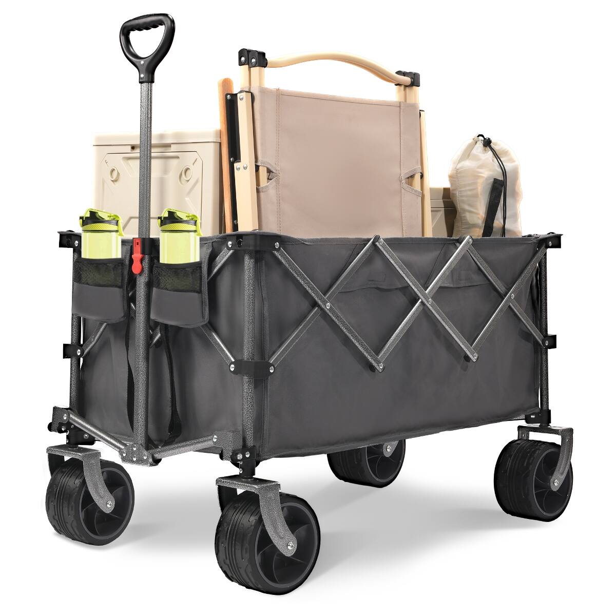 Front. Loheer - Loheer 400L Collapsible Wagon with Adjustable Handle and Big Wheels for Beach Garden Camping.