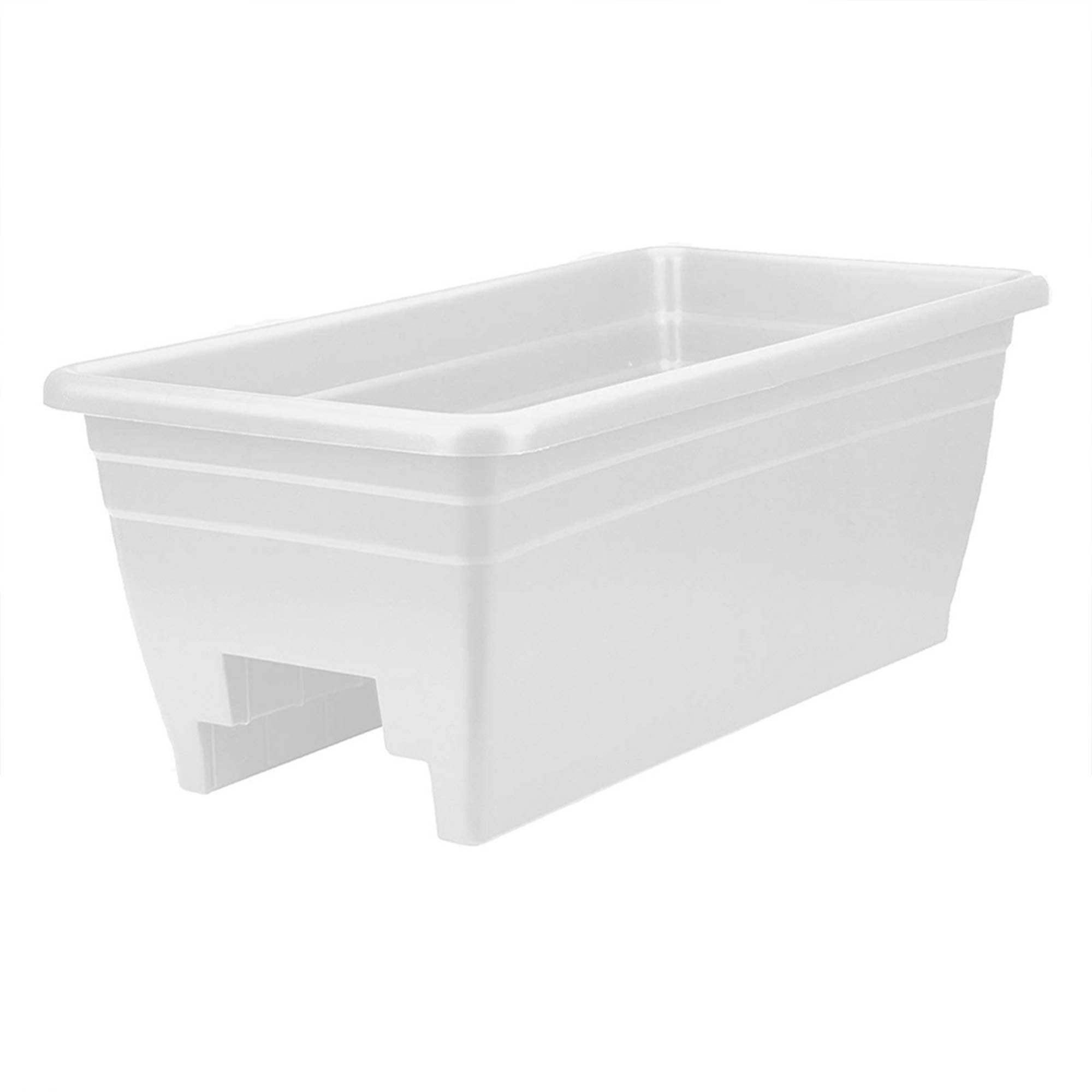 Alt View 1. The HC Companies - HC Companies 24 Inch Deck Rail Box Planter with Drainage Holes, White (4 Pack) - White.