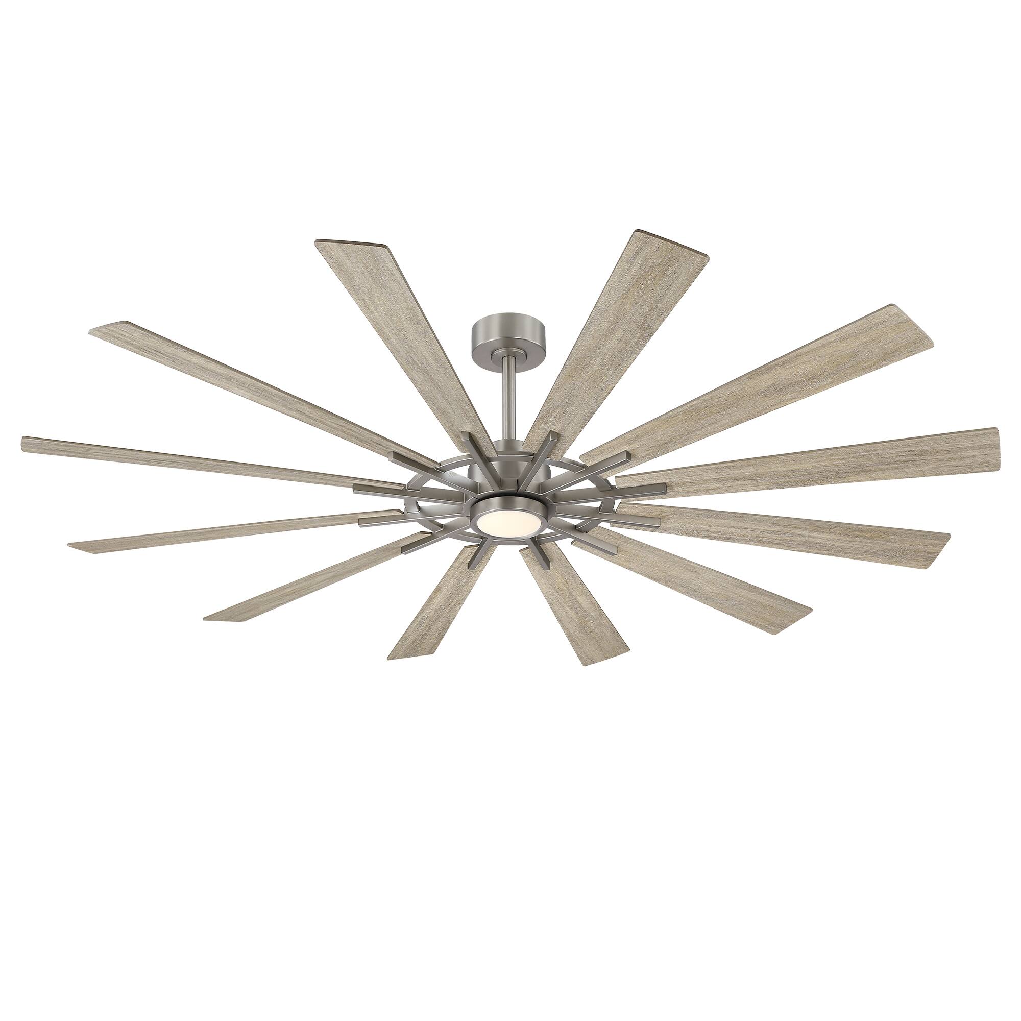 Alt View 6. Parrot Uncle - 72" Large Farmhouse 12-Blade  Windmill Ceiling Fan with Dimmable LED Light and 6-Speed Remote - Nickle.