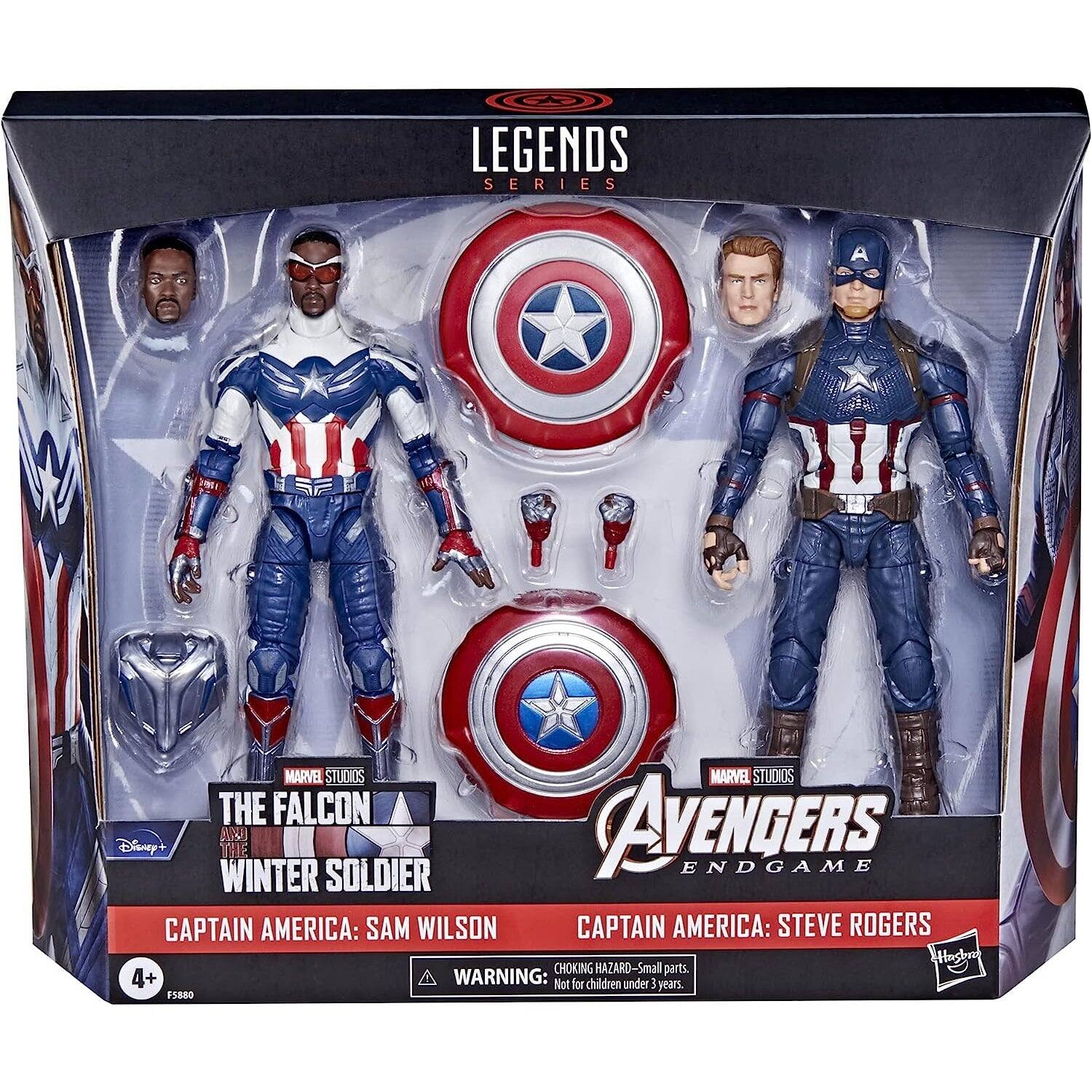 Marvel Legends Series: Captain America 2-Pack Steve Rogers Sam Wilson MCU 6-Inch Figures