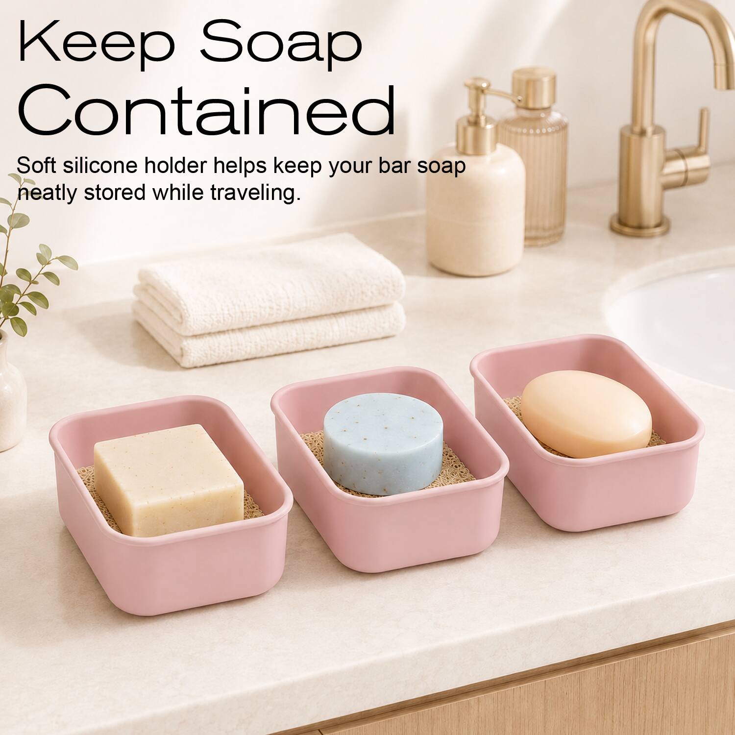 Keep Soap Contained

Soft silicone holder helps keep your bar soap neatly stored while traveling.