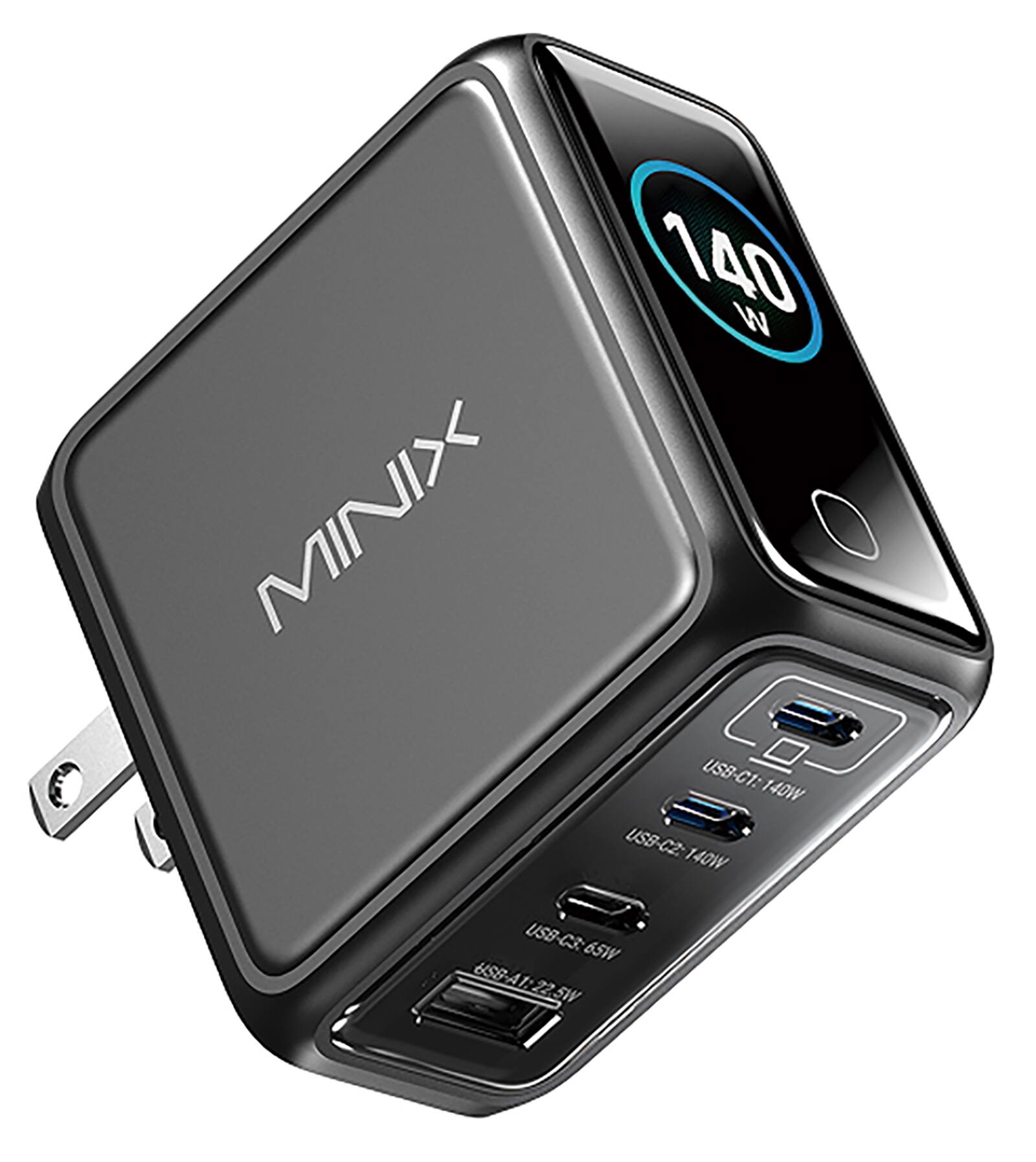 MINIX 140 M  
USB-C1: 140W  
USB-C2: 140W  
USB-C3: 65W  
USB-A: 22.5W