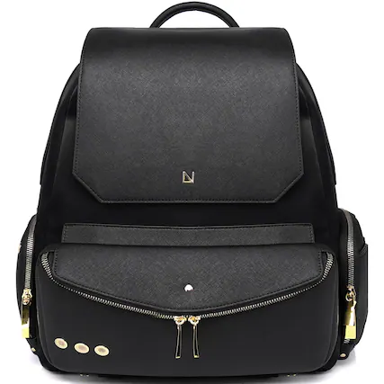 Front. Lux & Nyx - Lux & Nyx - Zoe 15" Laptop Backpack with Detachable Clutch - Black - Black.