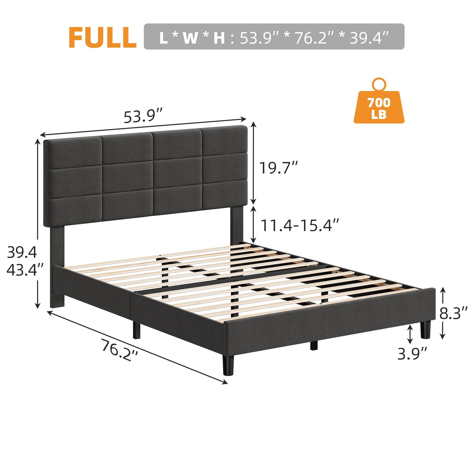 FULL  
L*W*H: 53.9" * 76.2" * 39.4"  
700 LB  

53.9"  
19.7"  
11.4-15.4"  
39.4"  
43.4"  
76.2"  
8.3"  
3.9"