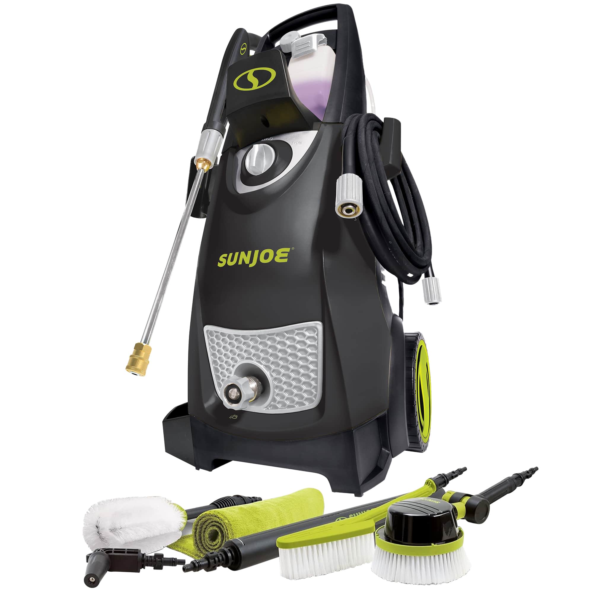 Sun Joe - Electric Pressure Washer with Wheels & Auto Cleaning System Accessories - Black/Grey
