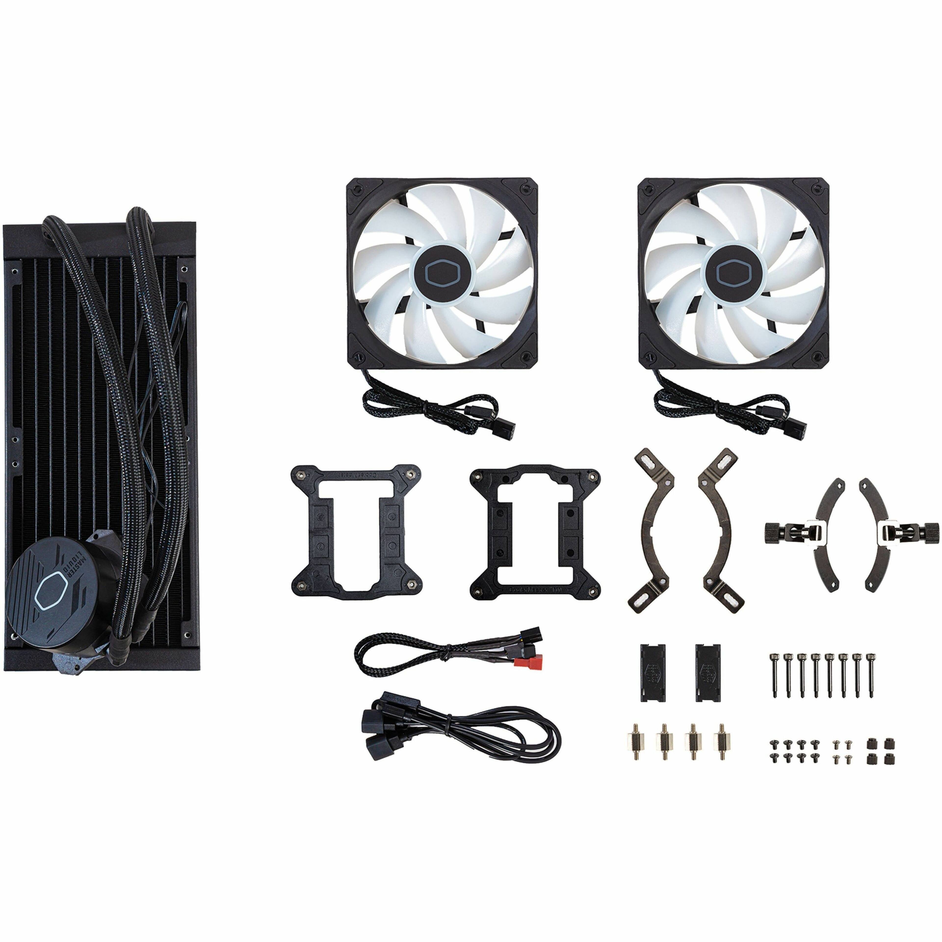 Alt View 19. Cooler Master - MasterLiquid 240L Core ARGB ARGB 12mm Radiator Cooling Fan/Radiator/Pump Liquid Cooler (2 x 12mm Core Fans) with RGB - Black.