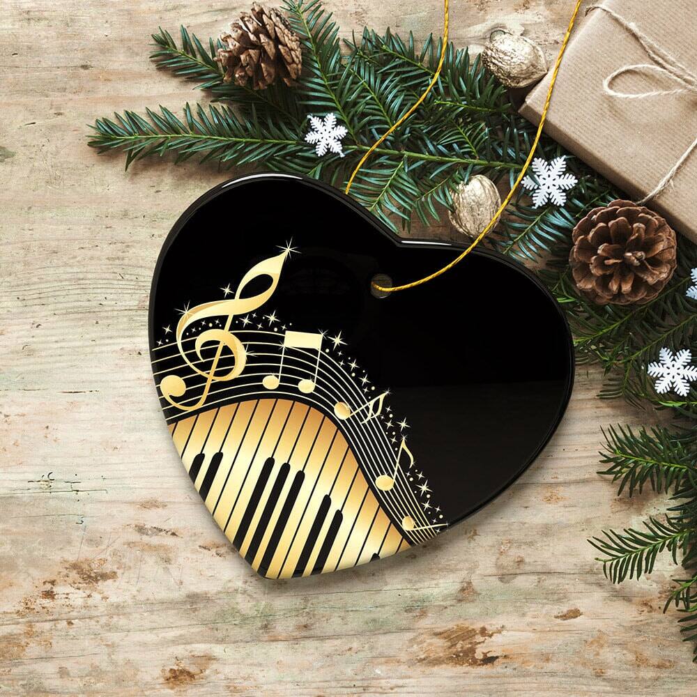 Back. OrnamentallyYou - Elegant Gold Music Note Piano Keys Ornament - Multi-colored.