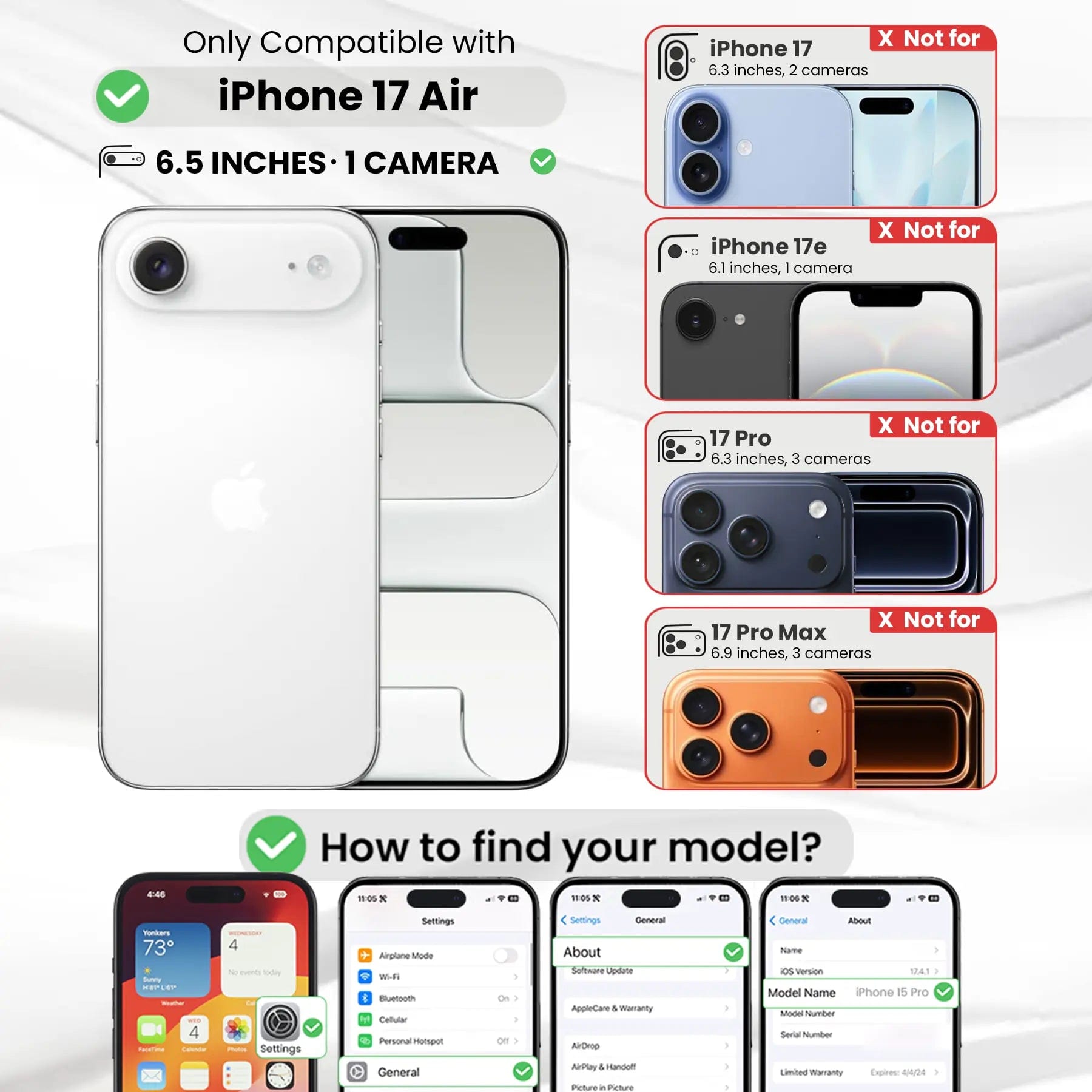 Entronix [Magnetic] Case for iPhone 17 Air [Clear Back] Luxury