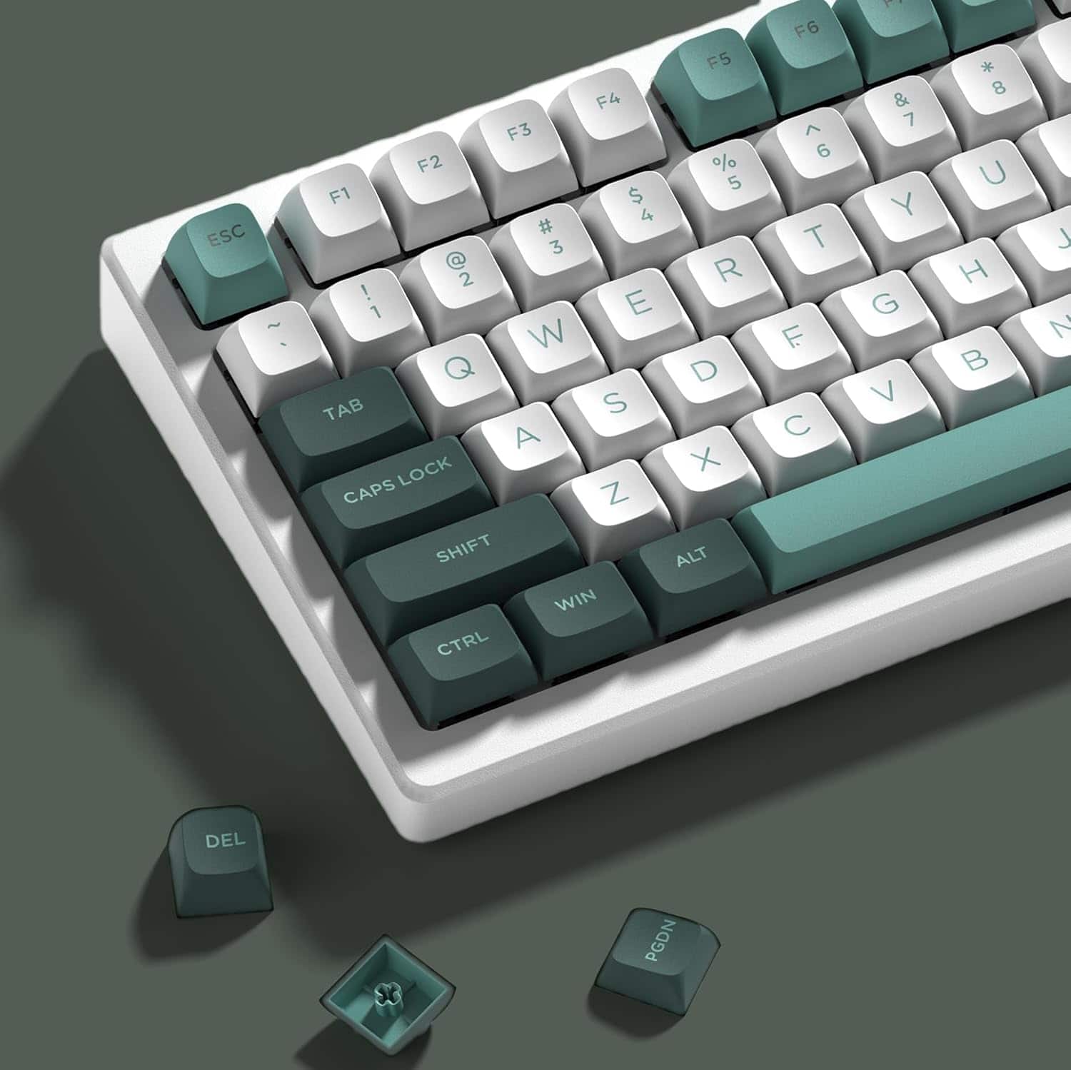 Womier - PBT Keycaps, ISA Profile Custom Keycap for 60% 65% 75% 100% TKL US Layout Mechanical Keyboard - Green