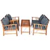 Front. Costway - Costway 4PCS Wooden Patio Furniture Set Table Sofa Chair Cushioned Garden NEW - gray.