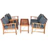 Costway - 4PCS Wooden Patio Furniture Set Table Sofa Chair Cushioned Garden NEW - Gray