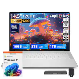 Dell - Upgraded - XPS 14 14.5" Laptop,Core Ultra 7 255H,16GB RAM,2TB SSD+1TB Dock Set,Backlit,Fingerprint,WiFi 7,Win11 Pro - Platinum