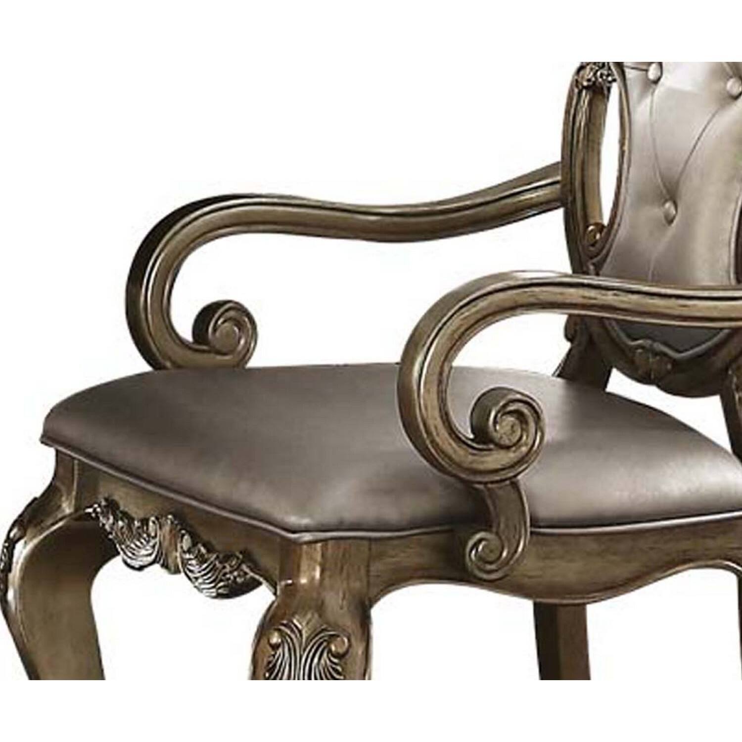 Alt View 2. Manhattan Lane - Wood and Fabric Dining Chairs with Armrests, Set of 2 - Brown and Champagne.