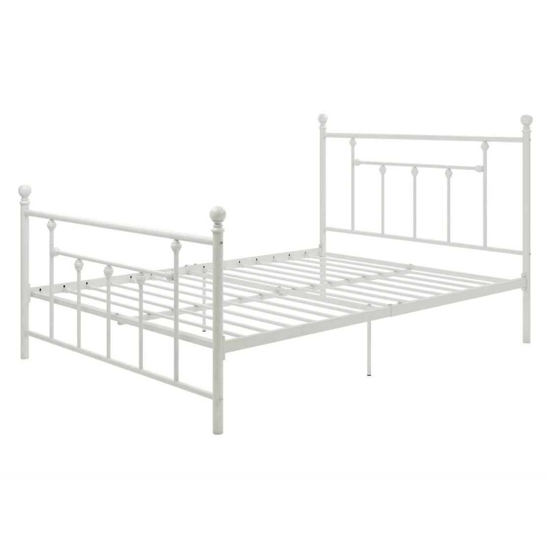 Angle. Hivvago - Hivvago Full Metal Platform Bed Frame with Headboard and Footboard - White.