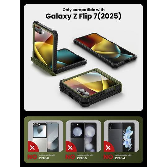 Alt View 2. i-Blason - i-Blason Armorbox Case for Samsung Z Flip7 – Kickstand, Screen Protector, Military-Grade - Dark Green.