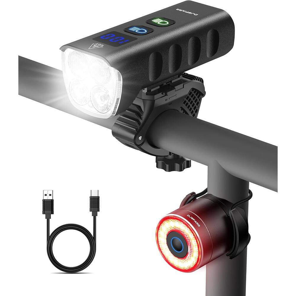 RTMB - 2000 Lumen Bike Light Set – Front Headlight & Rear Taillight, Rechargeable