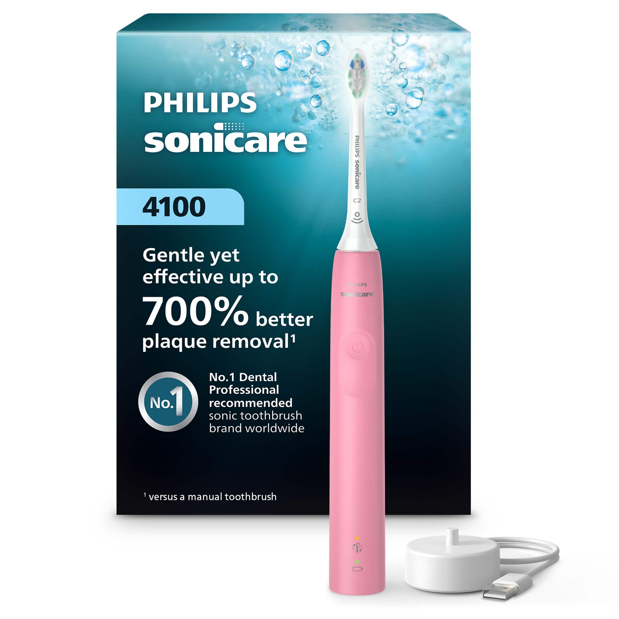 PHILIPS sonicare  
PHILIPS sonicare C2 4100  
Gentle yet effective up to 700% better plaque removal1  
No.1 Dental Professional No. 1 recommended sonic toothbrush brand worldwide - versus manual toothbrush  

1 versus a manual toothbrush