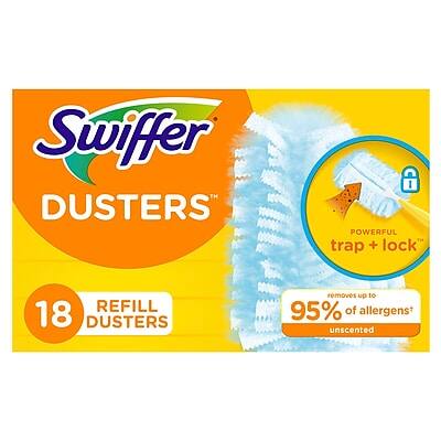 Swiffer Dusters  
Powerful Trap + Lock  
Refill 18 Dusters  
Removes up to 95% of allergens  
Unscented