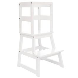 SDADI - Kids Kitchen Step Stool Holds up to 150 Pounds with Safety Rail - White