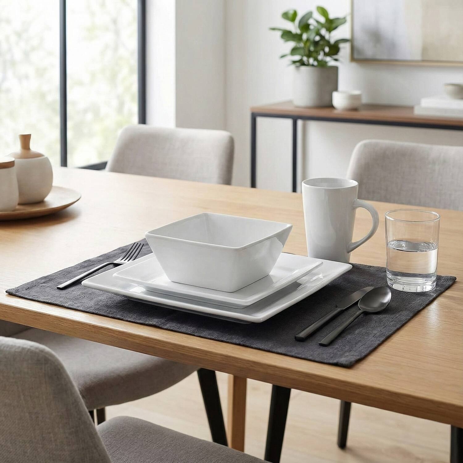 Angle. American Atelier - Kingsley White 16-Piece Dinner Set - White.