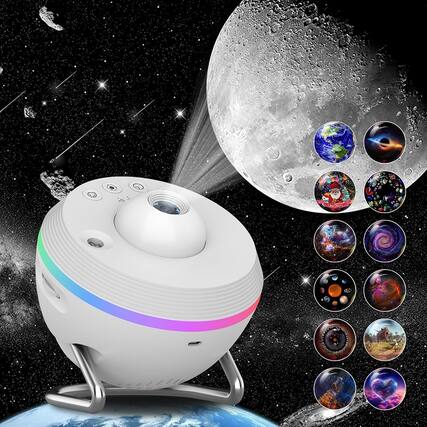 Front. ACJPR - Galaxy Planetarium Projector – 13-in-1 HD, Meteor Effects, Timer.
