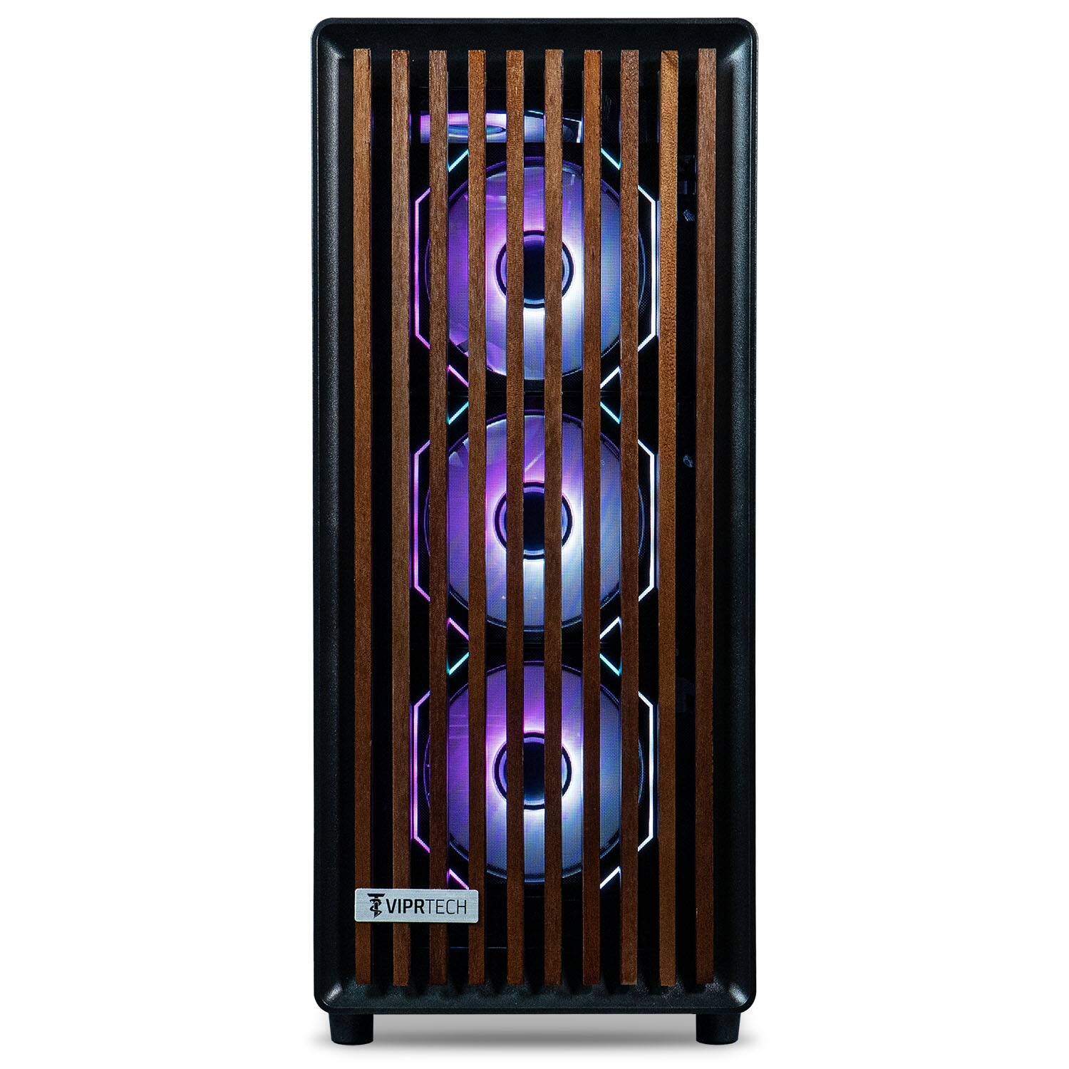Left. ViprTech - ViprTech Overlord Liquid-Cooled Wood PC - AMD Ryzen 7 5700X 4.6Ghz, RTX 5060 Ti 8GB, 16GB DDR4, 1TB SSD, Gaming Computer - Black.
