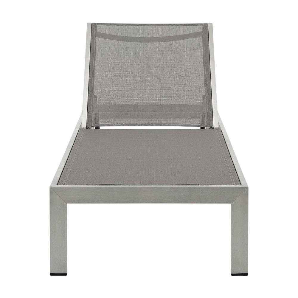 Back. Outdoor Escape - Aluminum Patio Lounge Chair With Adjustable Backrest For Outdoor Use - Gray.