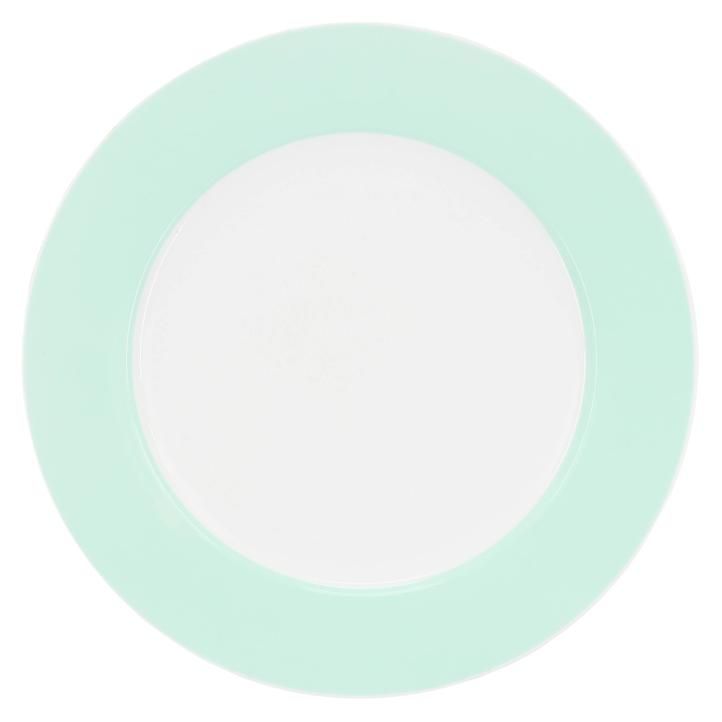 Alt View 2. Martha Stewart - Martha Stewart 12 Piece Banded Fine Ceramic Dinnerware Set in Baby Blue - Baby Blue.