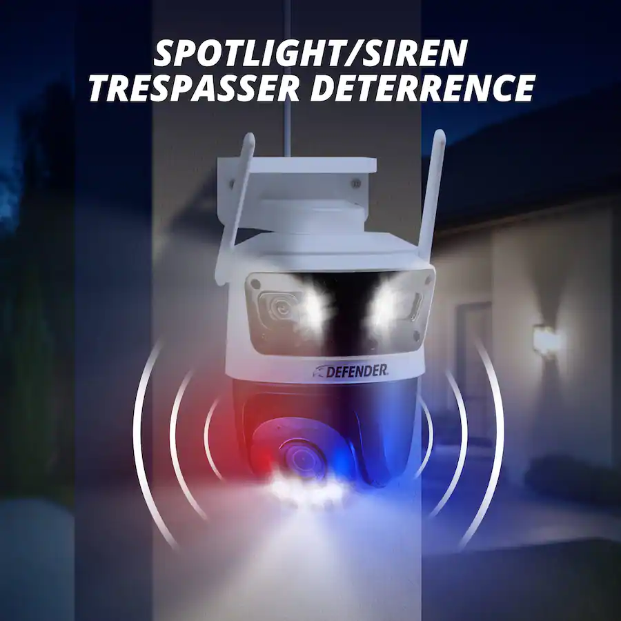 Detertech Camera Defender AI 3K+ Guard Tri Lens PTZ WIFI Plug in Security Camera, 360 ...