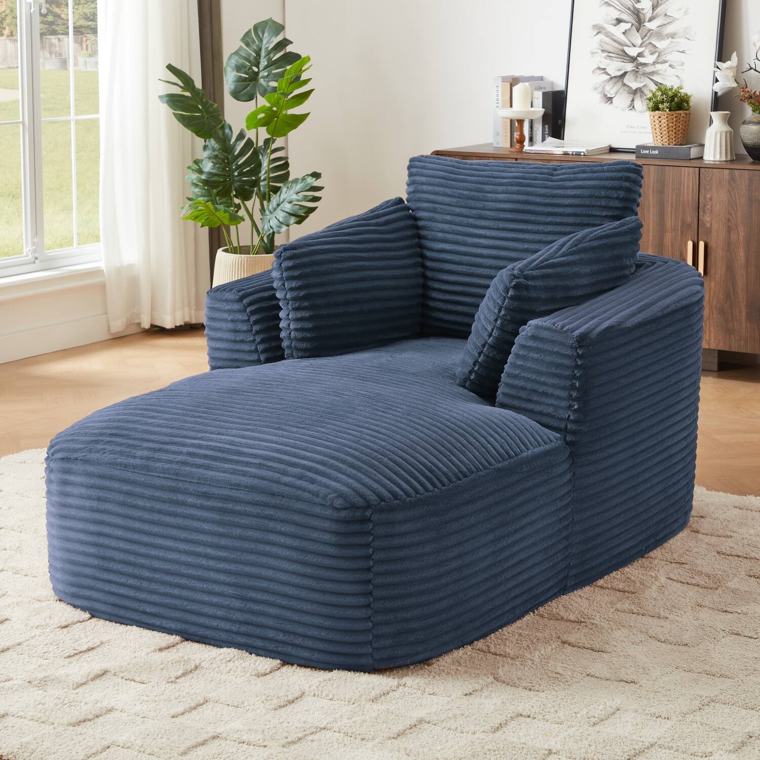 Alt View 1. Z-Edge - Corduroy sleeper sofa couch, no assembly needed, Perfect for Living Room/Dorm/Apartment - Blue - Blue.