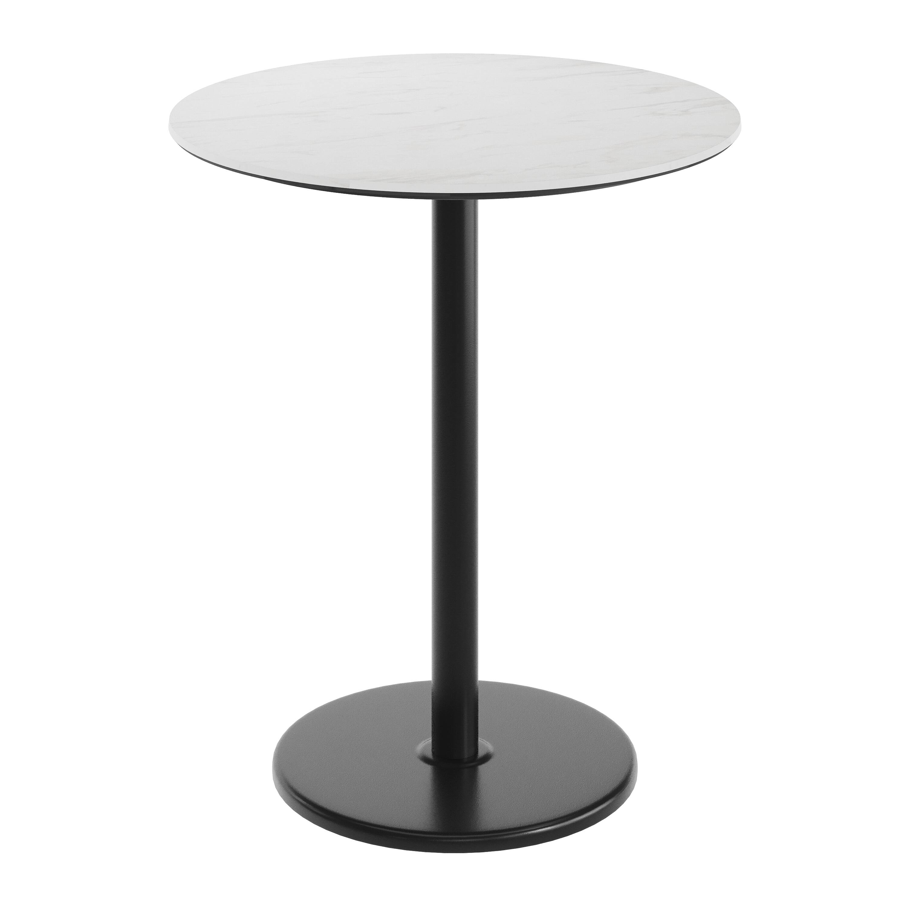 White Faux Marble/Black Base