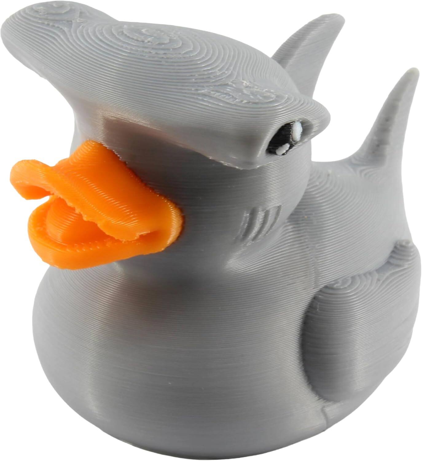 Front. JuzToys - Hammerhead Shark Duck Figurine, 4x4 Ducking, Fun Car Dashboard Accessory, Unique Shark Gifts, Ducks for Cars by PowerTRC - Gray.