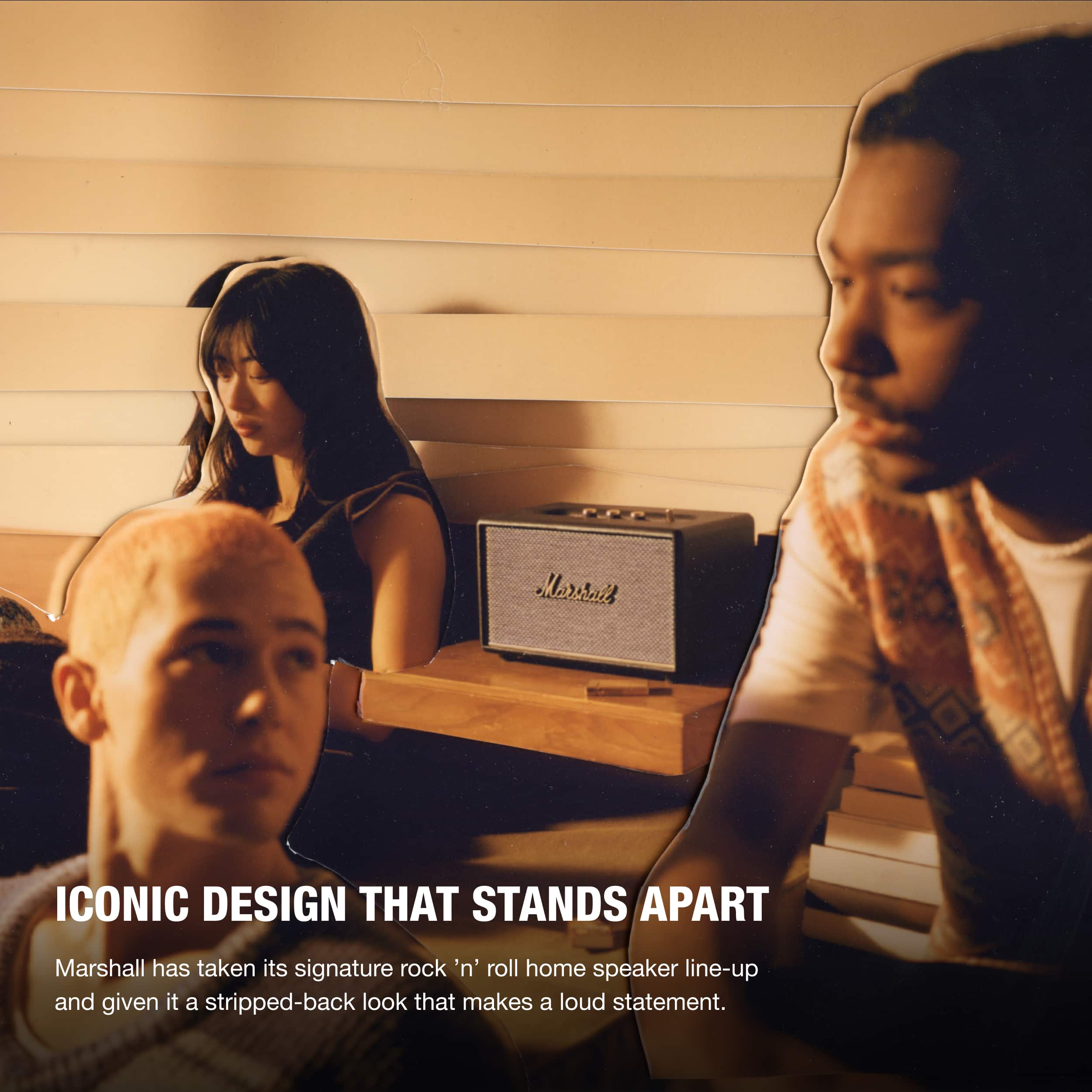 Iconic Design That Stands Apart Marshall has taken its signature rock 'n' roll home speaker line-up and given it a stripped-back look that makes a loud statement.