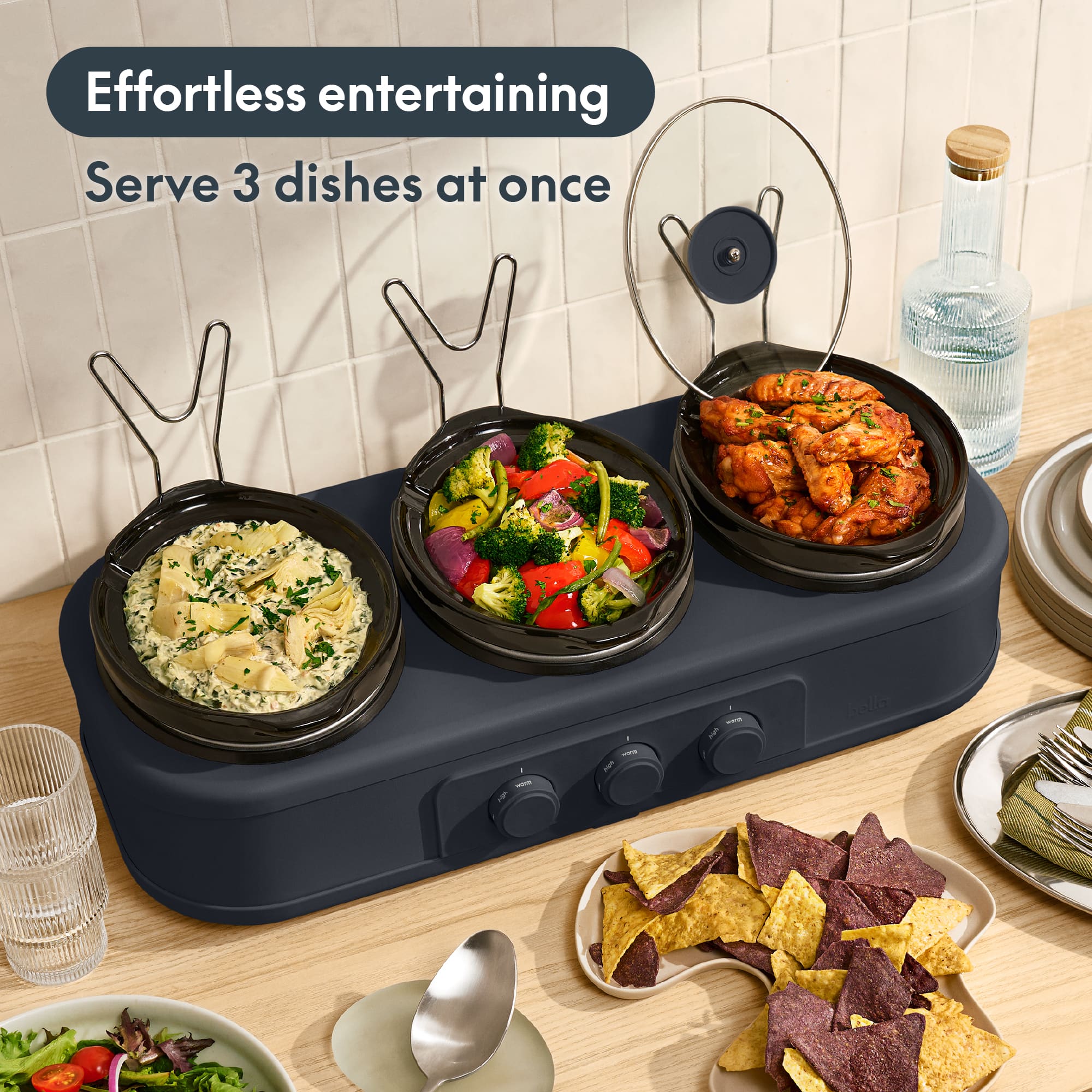 Belle Soufleuir Soufleuir 3点セット Bella SAVOR Triple 1.5 qt. Slow Cooker Slate - Best Buy