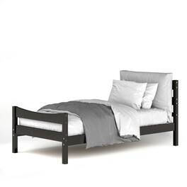 Hivvago - Twin size Farmhouse Style Pine Wood Platform Bed Frame - Black