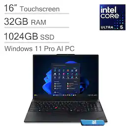 Lenovo - ThinkPad L16 Gen 2 16" FHD+ Touchscreen AI PC Laptop - Intel Core Ultra 5 - 32GB RAM - 1TB SSD - Win 11Pro - Black