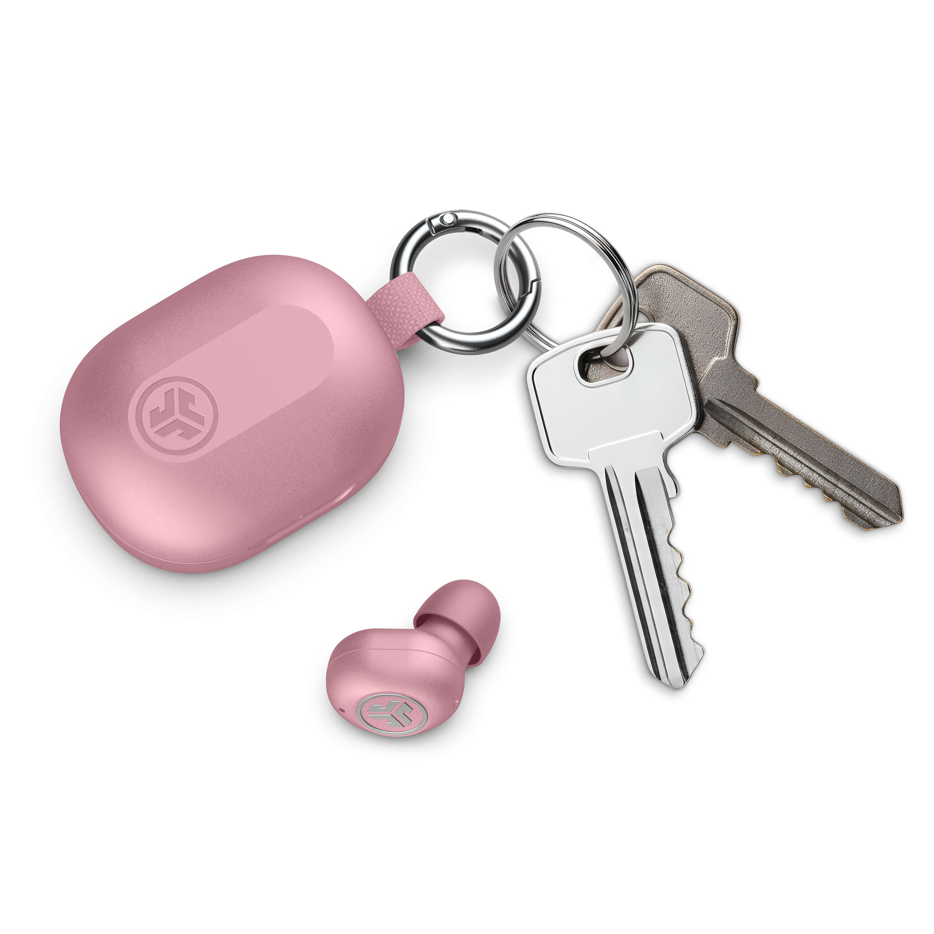 Angle. JLab - JBuds Mini ANC True Wireless Earbuds - Pink.