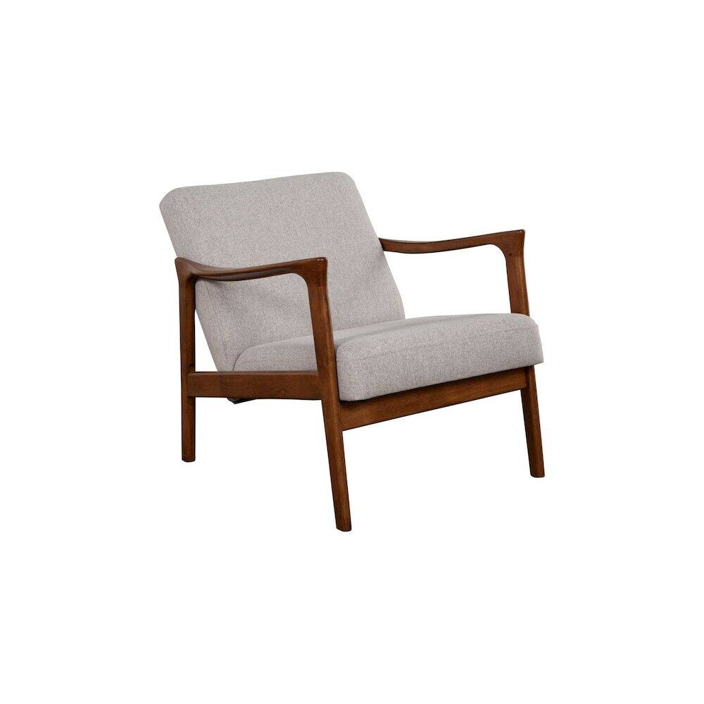 Alt View 2. Alpine Furniture - Zephyr Lounge Chair - Medium Brown Frame, Light Grey Cushions.