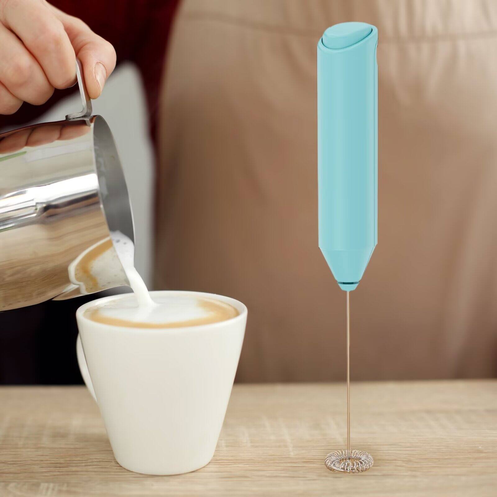 Back. Tooloton - Handheld Milk Frother, Mini Foam Maker for Coffee, Matcha and Hot Chocolate, Stand Included, Aqua - Aqua.
