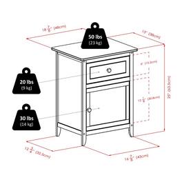 FurniFact - Farmhouse End Table With Storage Finish, Wooden Side Table And Drawer - White