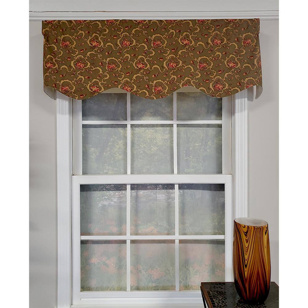 Angle. RLF Home - RLF Home Fani Provance 3" Rod Pocket Lining Luxurious and Elegant Window Treatment Valance 50" x 15" Hunter - Hunter.