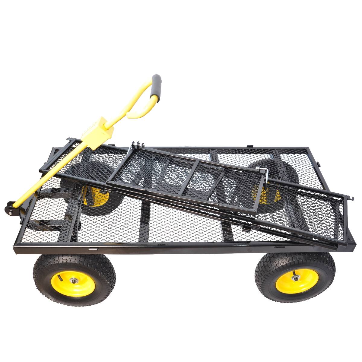 Left. Loheer - Loheer Heavy Duty Garden Cart with Pneumatic Tires, 880 lb Static Load, Black and Yellow.