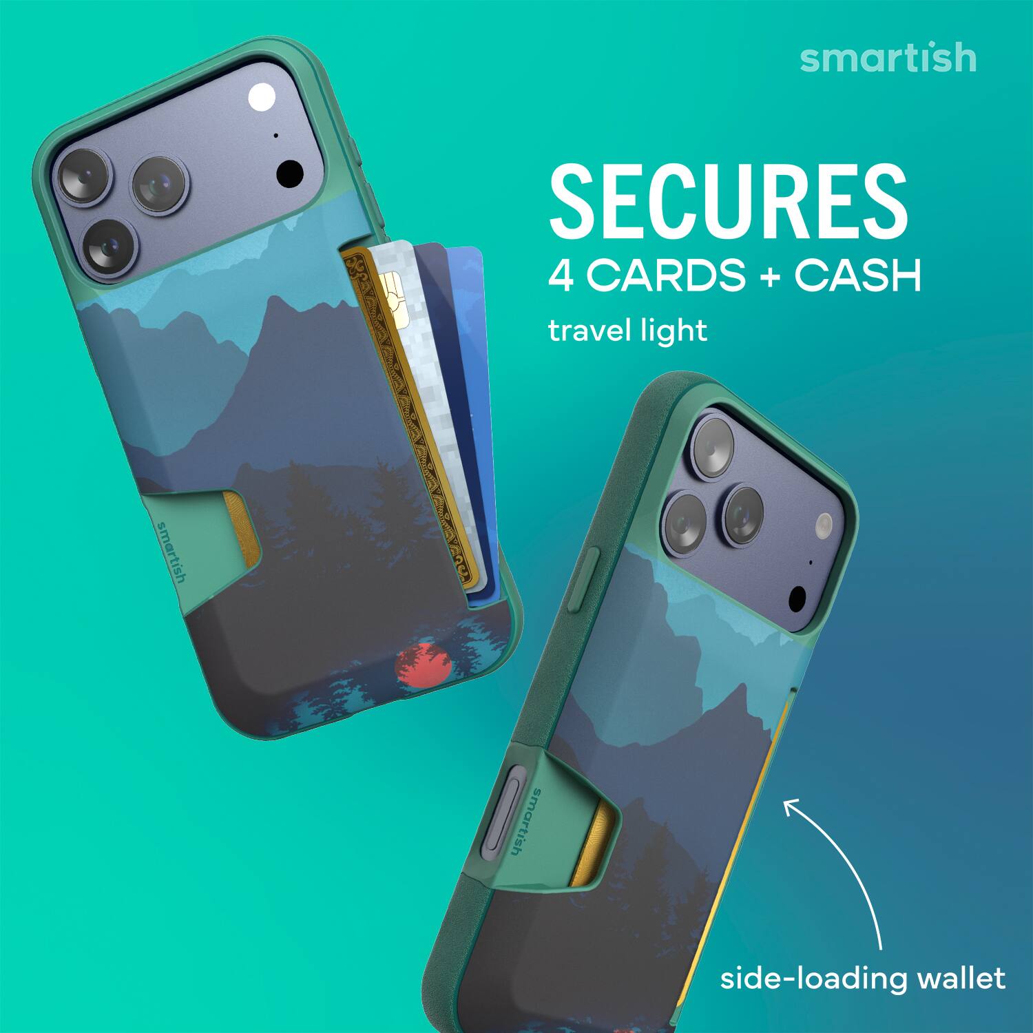 smartish SECURES 4 CARDS + CASH travel light smartish side-loading wallet