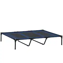 Pawhut - XL Elevated Dog Bed, Outdoor Raised Dog Bed, Portable Pet Cot w/Carry Bag Metal Frame Breathable Mesh - Dark Blue
