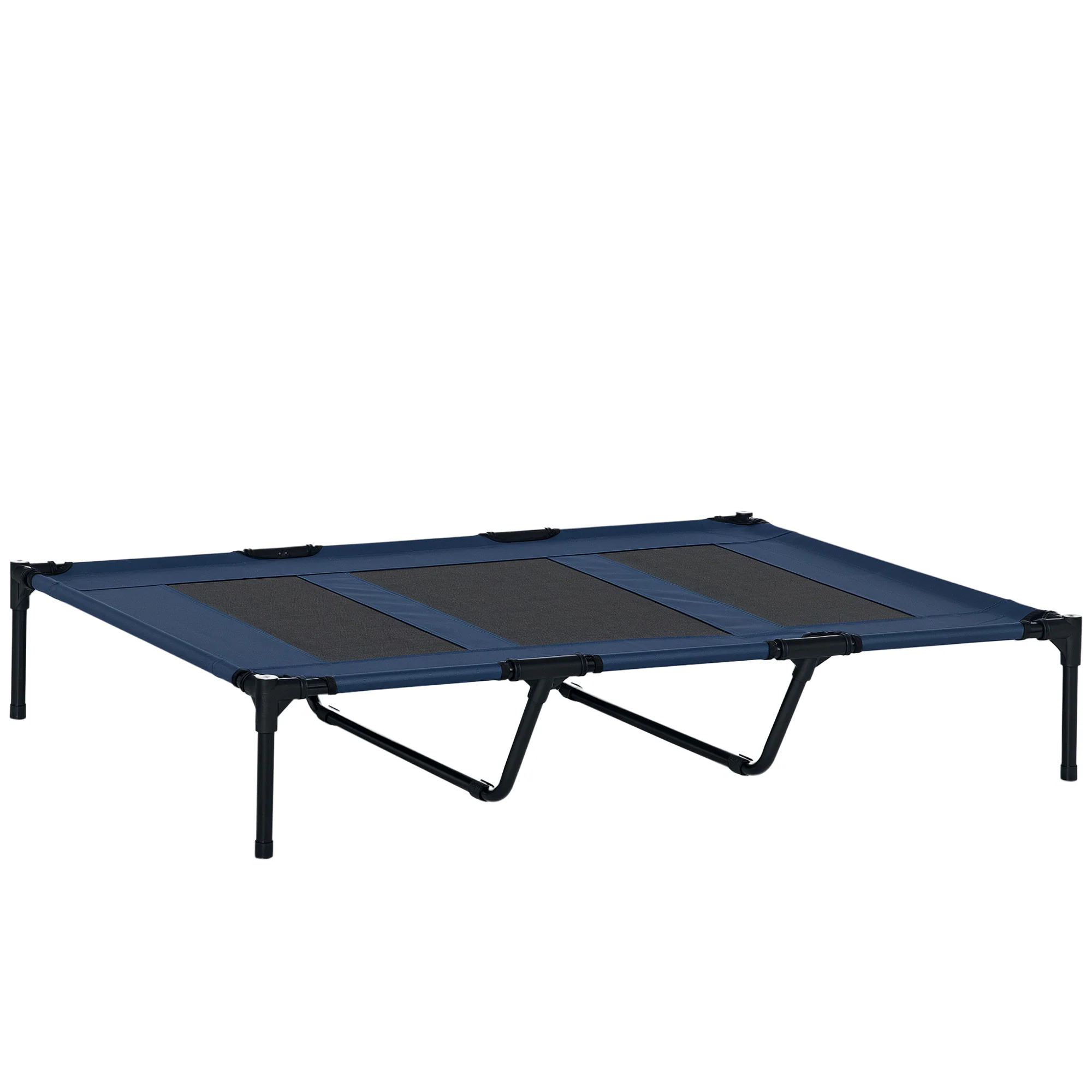 Front. Pawhut - XL Elevated Dog Bed, Outdoor Raised Dog Bed, Portable Pet Cot w/Carry Bag Metal Frame Breathable Mesh - Dark Blue.