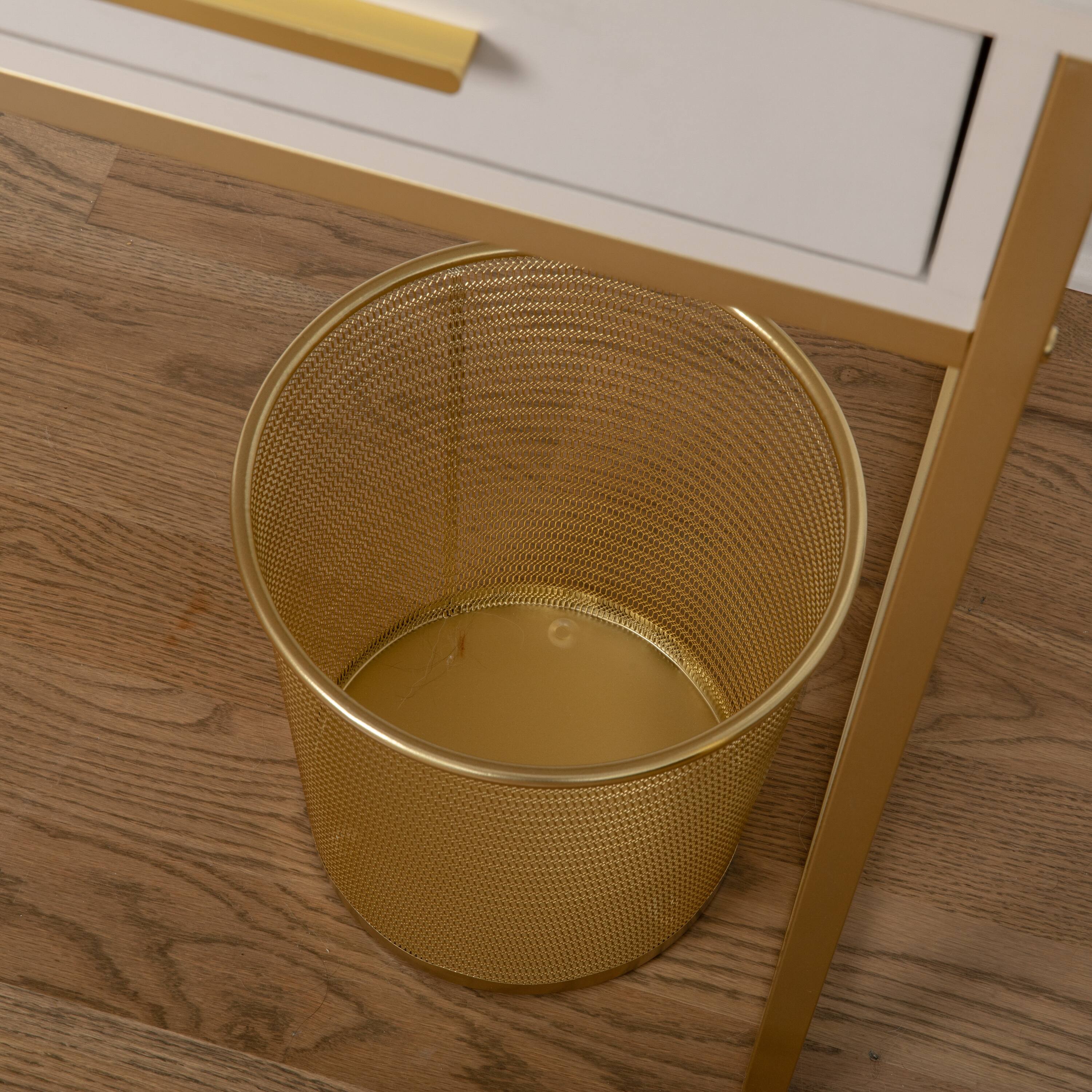 Alt View 14. Martha Stewart - Ryder Premium 4.5 Gallon Mesh Metal Wastebasket - Gold.