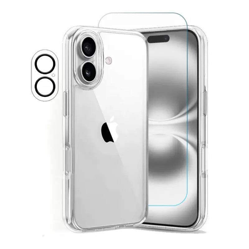 Bundle - Entronix - for iPhone 17 - [Hard Back] Case, Screen Protector & Camera Lens Protector - Clear