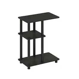 FurniFact - C-Shape Side Table, Quality Build, Durable Wood Frame - Espresso - Espresso/Black