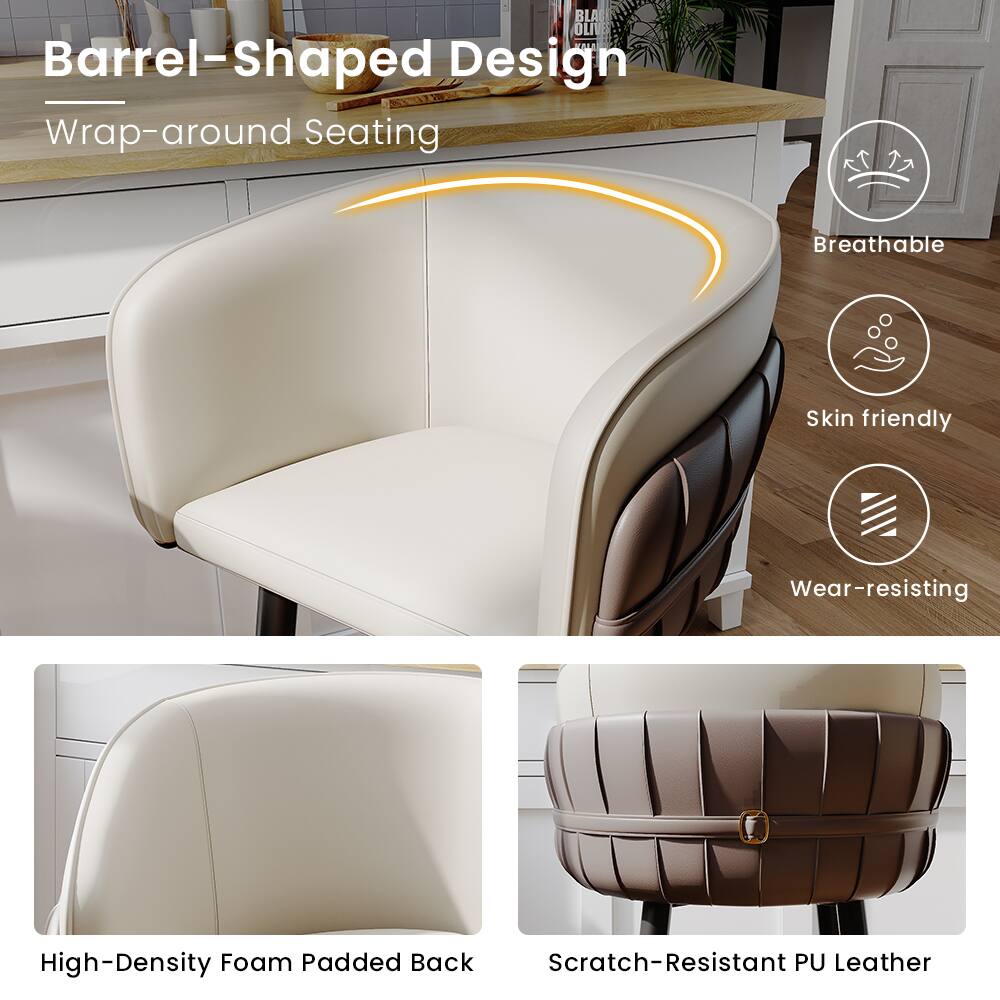 BLA OLI Barrel-Shaped Design Wrap-around Seating Breathable Skin friendly Wear-resisting High-Density Foam Padded Back Scratch-Resistant PU Leather