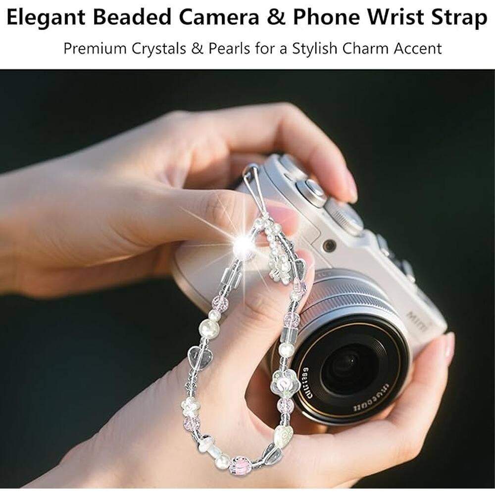 Elegant Beaded Camera & Phone Wrist Strap  
Premium Crystals & Pearls for a Stylish Charm Accent